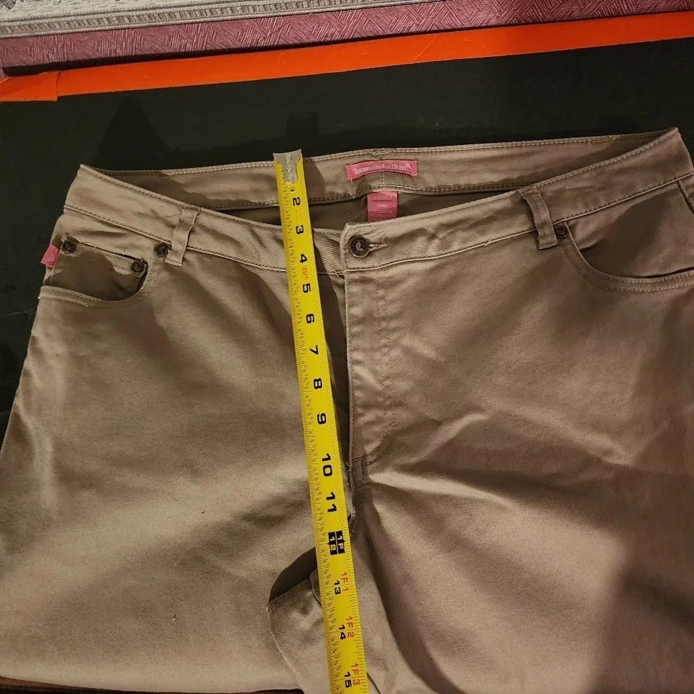 Woman Within Tan Straight Leg Pants Size 18 Petite, Inseam 27